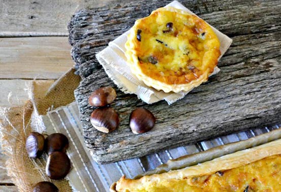 Quiches aux cèpes, giroles et fromage de brebis Ossau-Iraty