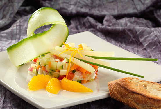 Tartare jeunes légumes et Ossau-Iraty