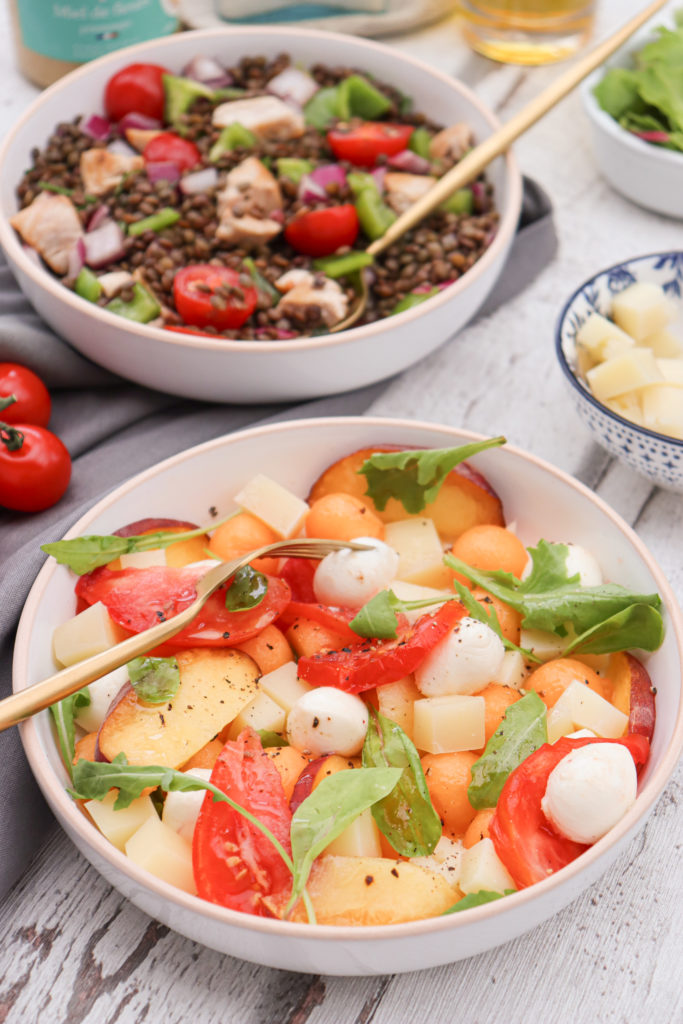 Salade d’été veggie au Melon du Haut-Poitou IGP & Ossau-Iraty AOP 