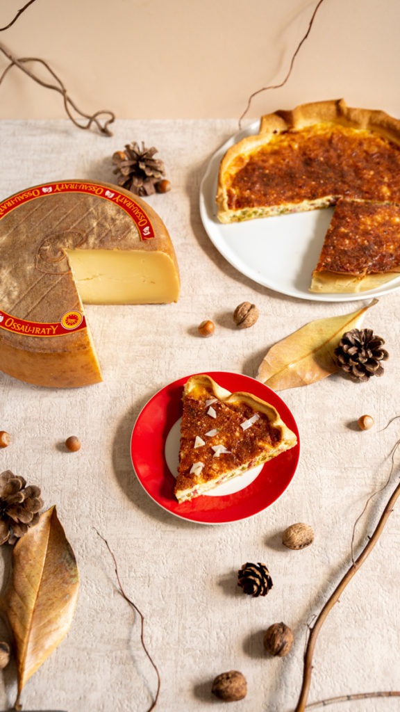 Quiche petits pois, lardons et fromage de brebis Ossau-Iraty